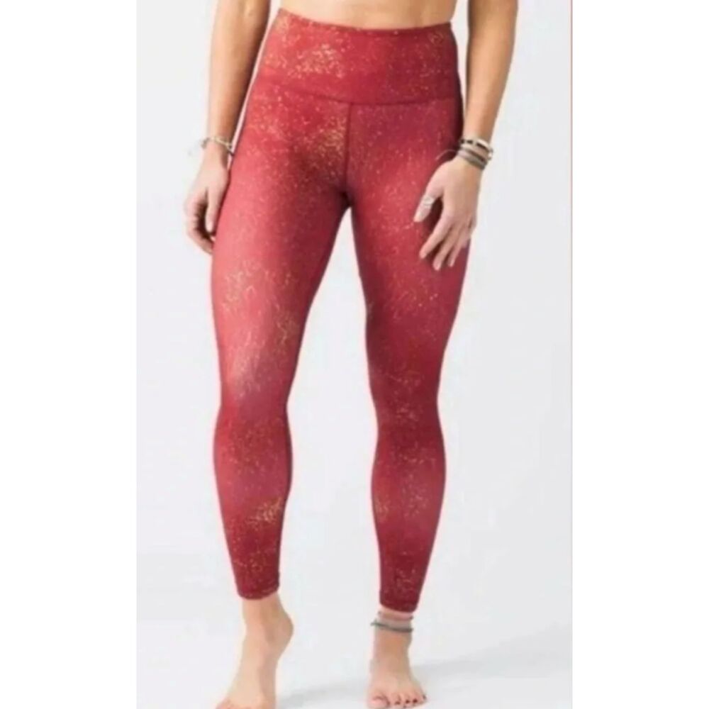 ZYIA Active Stay Gold Light n Tight Hi-rise Leggings Red Speckled Size 12